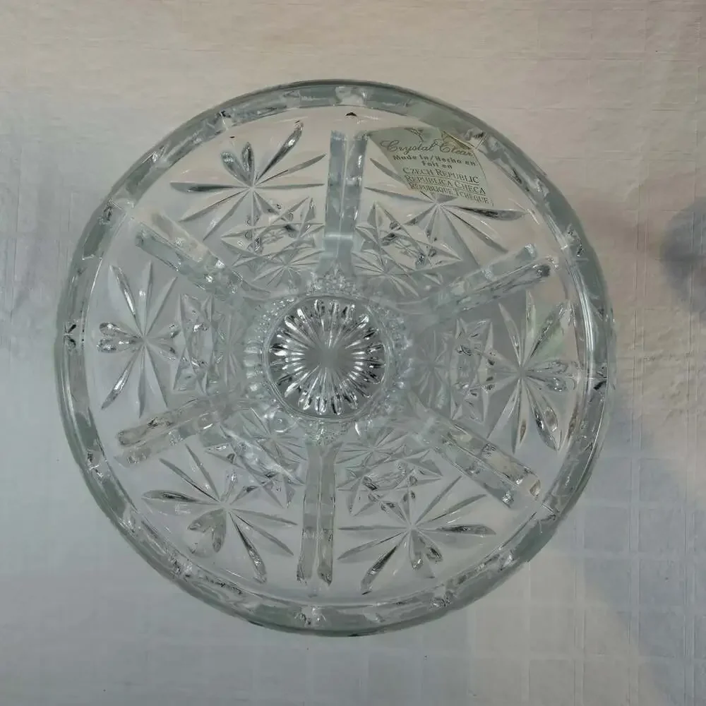 Bohemian Czech crystal hand cut vase Approx 7.5” Height